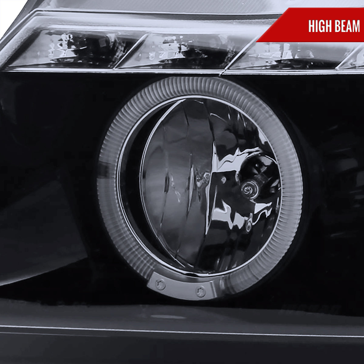 2006-2008 BMW E90 3 Series Sedan Dual Halo Projector Headlights w/ LED Light Strip (Glossy Black Housing/Smoked Lens)