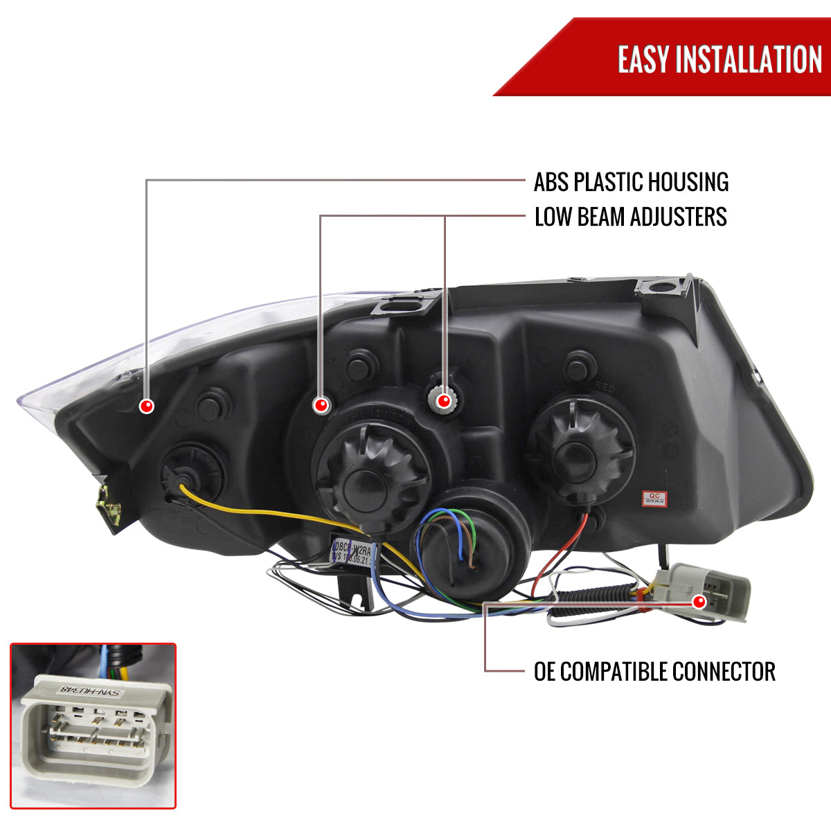 2006-2008 BMW E90 3 Series Sedan Dual Halo Projector Headlights w/ LED Light Strip (Glossy Black Housing/Smoked Lens)
