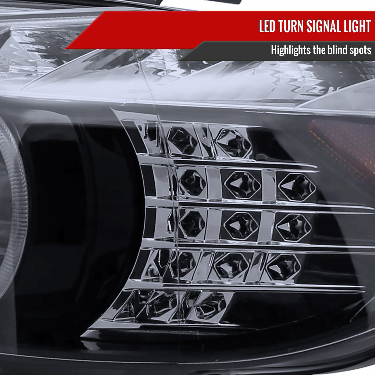 2006-2008 BMW E90 3 Series Sedan Dual Halo Projector Headlights w/ LED Light Strip & LED Turn Signal Lights (Glossy Black/Smoked Lens)