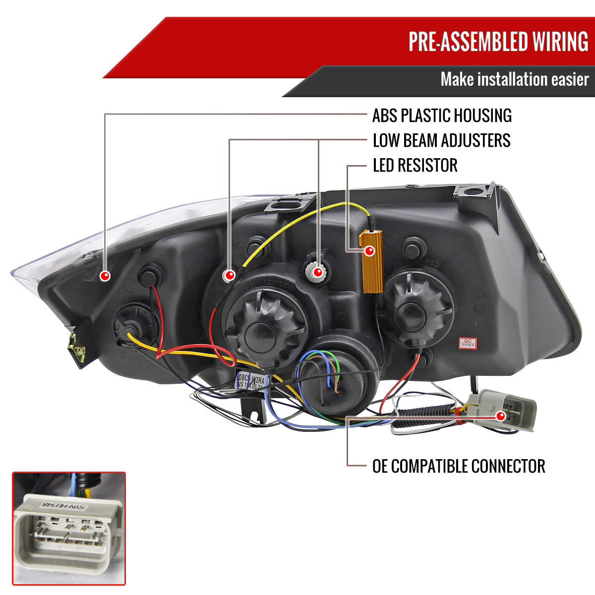 2006-2008 BMW E90 3 Series Sedan Dual Halo Projector Headlights w/ LED Light Strip & LED Turn Signal Lights (Glossy Black/Smoked Lens)