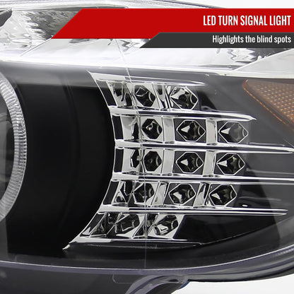 2006-2008 BMW E90 3 Series Sedan Dual Halo Projector Headlights w/ LED Light Strip & LED Turn Signal Lights (Matte Black Housing/Clear Lens)