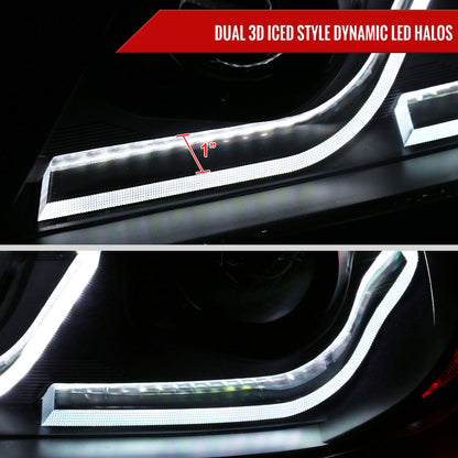 2006-2011 BMW E90 3 Series Sedan 3D Iced LED Dual Projector Headlights (Matte Black Housing/Smoked Lens)