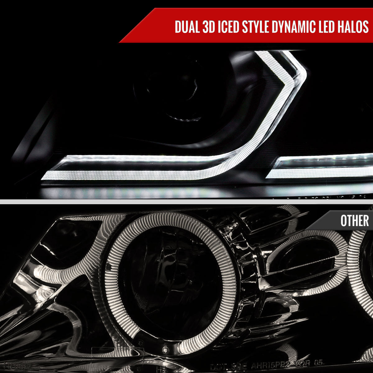 2006-2011 BMW E90 3 Series Sedan 3D Iced LED Dual Projector Headlights (Matte Black Housing/Smoked Lens)
