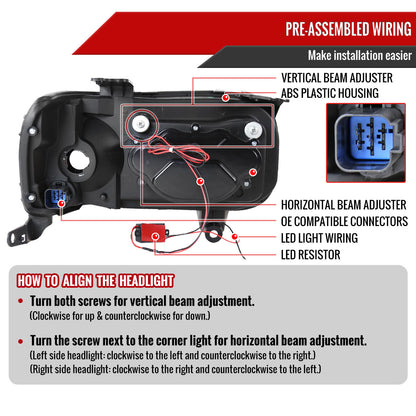2005-2007 Ford Escape Dual Halo Projector Headlights w/ SMD LED Light Strip (Matte Black Housing/Clear Lens)