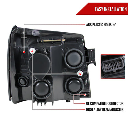 2002-2006 Cadillac Escalade Dual Halo Projector Headlights w/ SMD LED Light Strip (Matte Black Housing/Clear Lens)