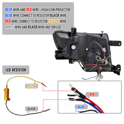 2007-2010 Ford Edge Halo Projector Headlights w/ LED Light Strip (Matte Black Housing/Clear Lens)