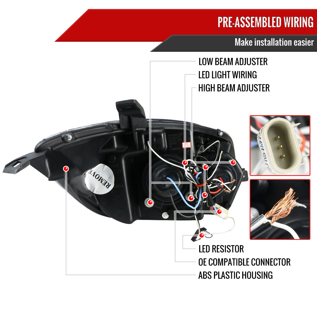 2006-2011 Mitsubishi Eclipse Dual Halo Projector Headlights (Chrome Housing/Clear Lens)