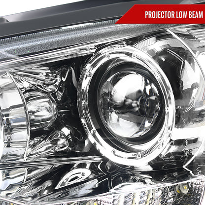 2008-2015 Mitsubishi Lancer EVO Projector Headlights w/ SMD LED Light Strip (Chrome Housing/Clear Lens)