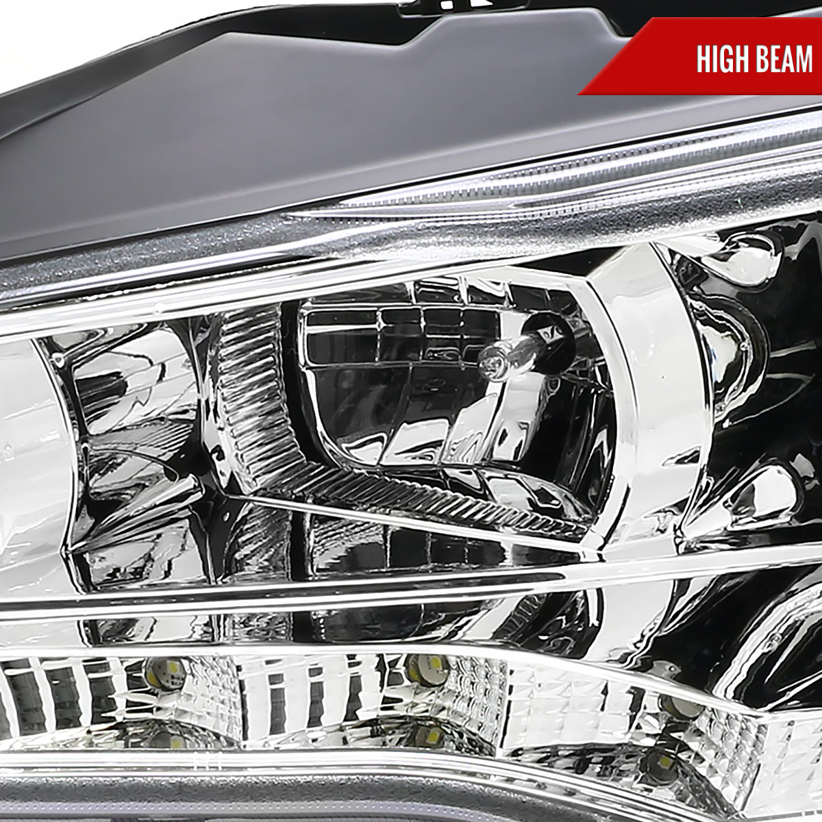 2008-2015 Mitsubishi Lancer EVO Projector Headlights w/ SMD LED Light Strip (Chrome Housing/Clear Lens)