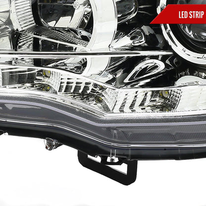 2008-2015 Mitsubishi Lancer EVO Projector Headlights w/ SMD LED Light Strip (Chrome Housing/Clear Lens)