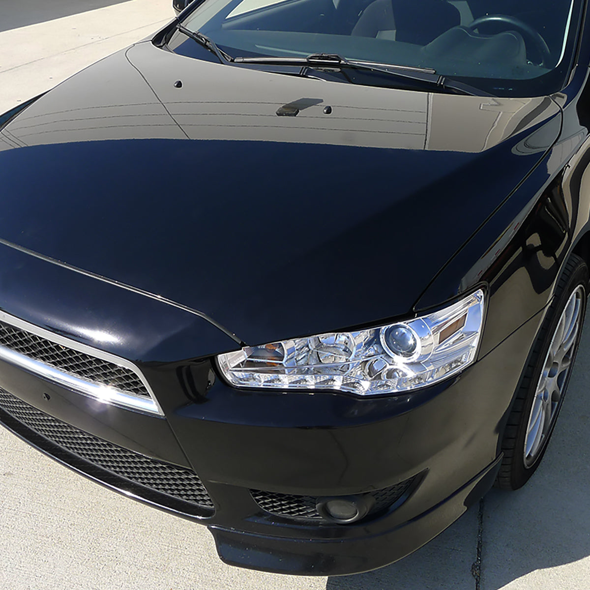 2008-2015 Mitsubishi Lancer EVO Projector Headlights w/ SMD LED Light Strip (Chrome Housing/Clear Lens)