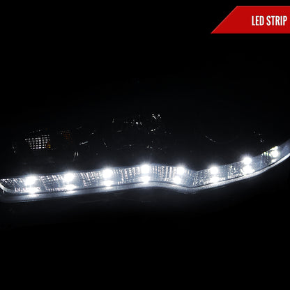 2008-2015 Mitsubishi Lancer EVO Projector Headlights w/ SMD LED Light Strip (Glossy Black Housing/Smoked Lens)