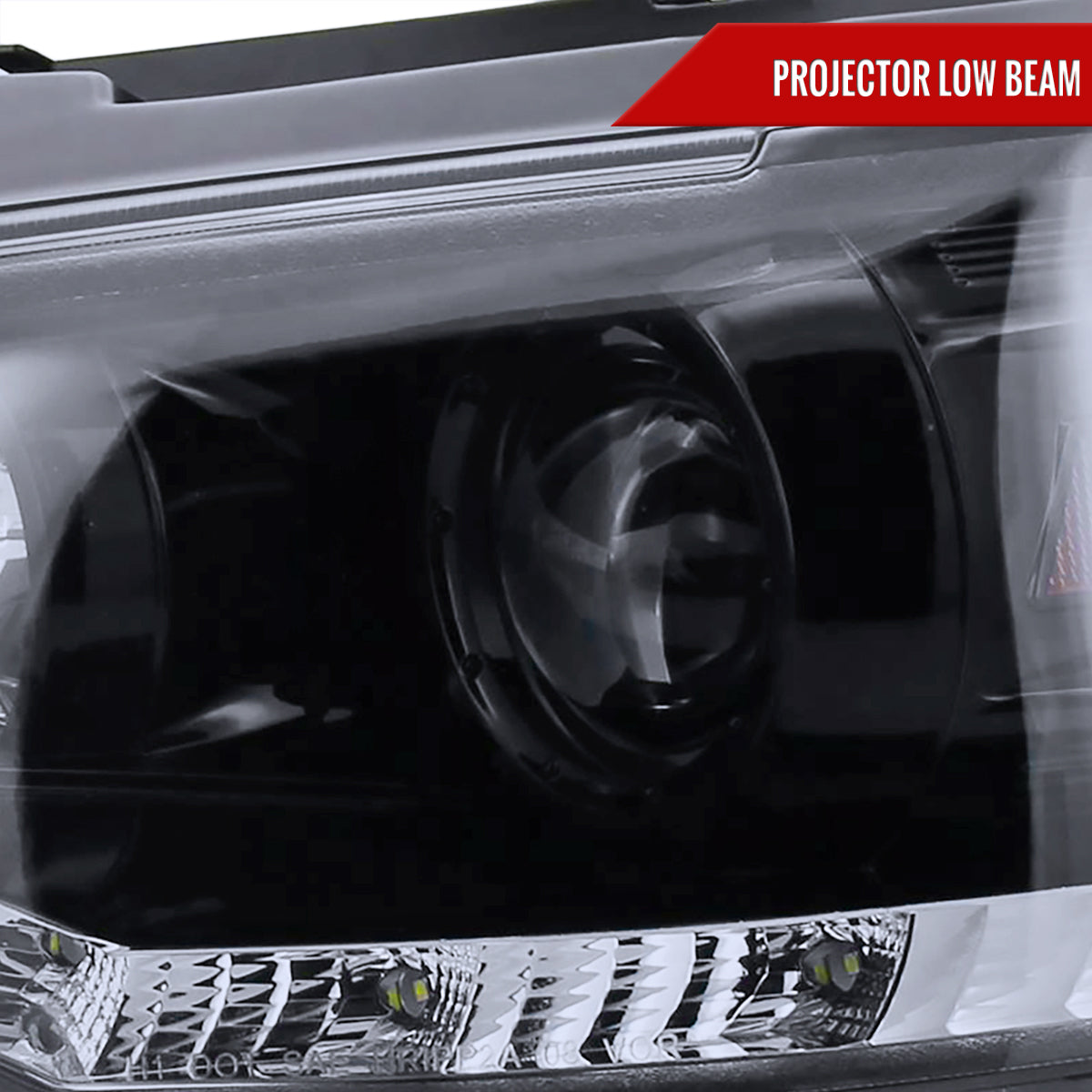 2008-2015 Mitsubishi Lancer EVO Projector Headlights w/ SMD LED Light Strip (Glossy Black Housing/Smoked Lens)