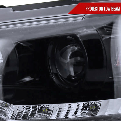 2008-2015 Mitsubishi Lancer EVO Projector Headlights w/ SMD LED Light Strip (Glossy Black Housing/Smoked Lens)