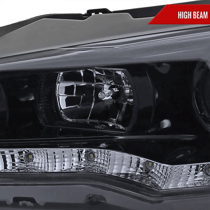2008-2015 Mitsubishi Lancer EVO Projector Headlights w/ SMD LED Light Strip (Glossy Black Housing/Smoked Lens)