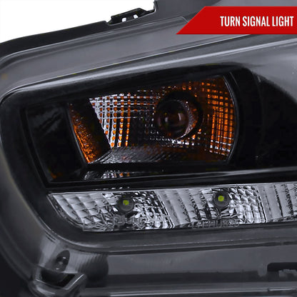 2008-2015 Mitsubishi Lancer EVO Projector Headlights w/ SMD LED Light Strip (Glossy Black Housing/Smoked Lens)