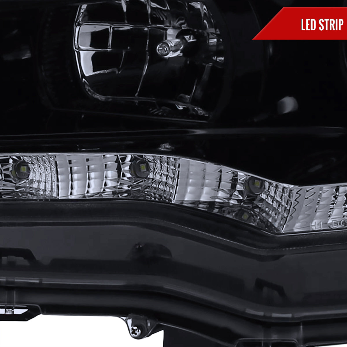 2008-2015 Mitsubishi Lancer EVO Projector Headlights w/ SMD LED Light Strip (Glossy Black Housing/Smoked Lens)