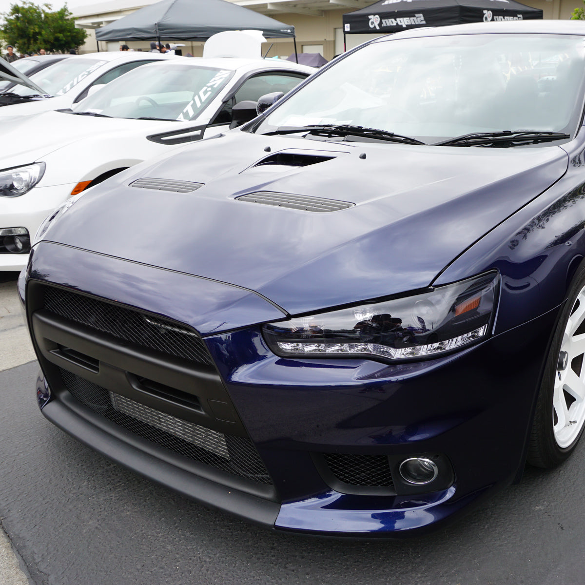 2008-2015 Mitsubishi Lancer EVO Projector Headlights w/ SMD LED Light Strip (Glossy Black Housing/Smoked Lens)