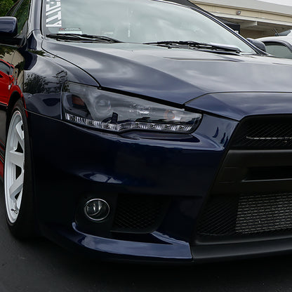 2008-2015 Mitsubishi Lancer EVO Projector Headlights w/ SMD LED Light Strip (Glossy Black Housing/Smoked Lens)