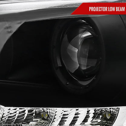 2008-2015 Mitsubishi Lancer EVO Projector Headlights w/ SMD LED Light Strip (Matte Black Housing/Clear Lens)