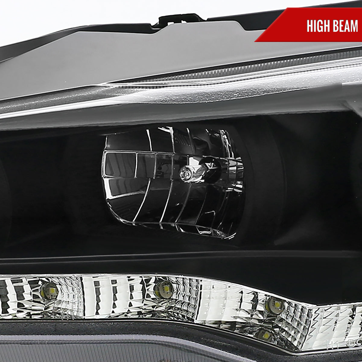2008-2015 Mitsubishi Lancer EVO Projector Headlights w/ SMD LED Light Strip (Matte Black Housing/Clear Lens)