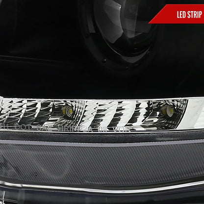 2008-2015 Mitsubishi Lancer EVO Projector Headlights w/ SMD LED Light Strip (Matte Black Housing/Clear Lens)
