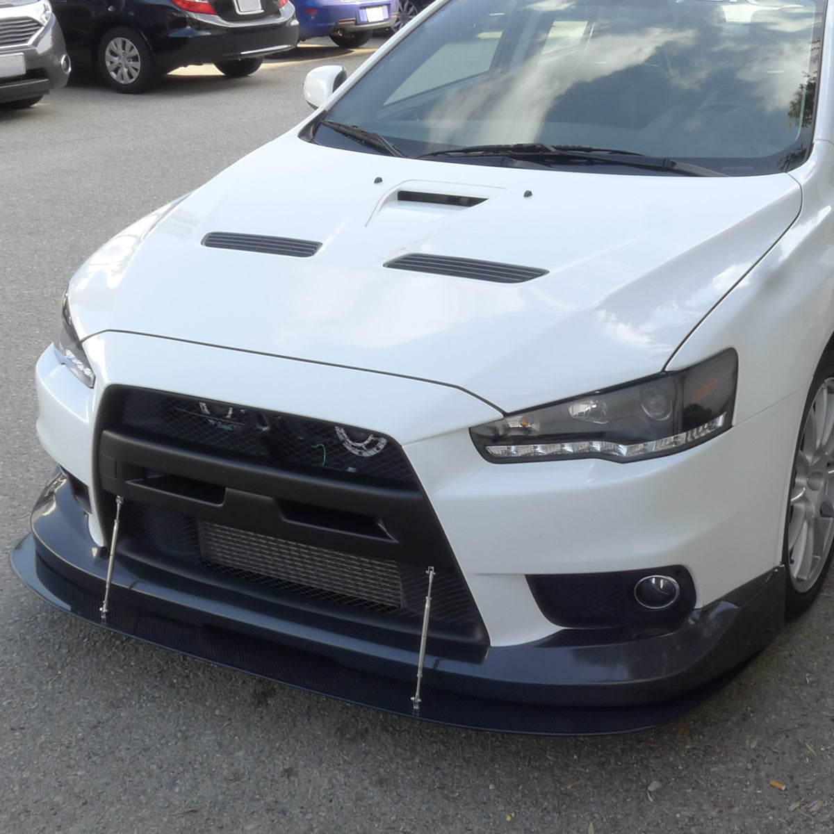 2008-2015 Mitsubishi Lancer EVO Projector Headlights w/ SMD LED Light Strip (Matte Black Housing/Clear Lens)