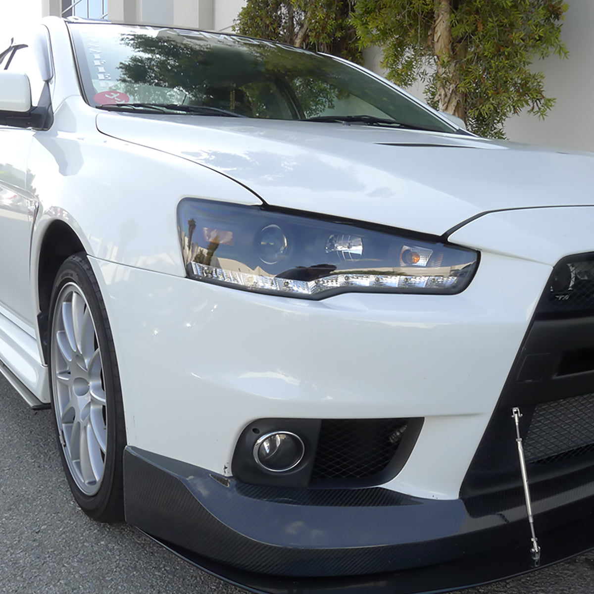 2008-2015 Mitsubishi Lancer EVO Projector Headlights w/ SMD LED Light Strip (Matte Black Housing/Clear Lens)