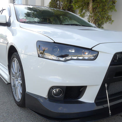 2008-2015 Mitsubishi Lancer EVO Projector Headlights w/ SMD LED Light Strip (Matte Black Housing/Clear Lens)