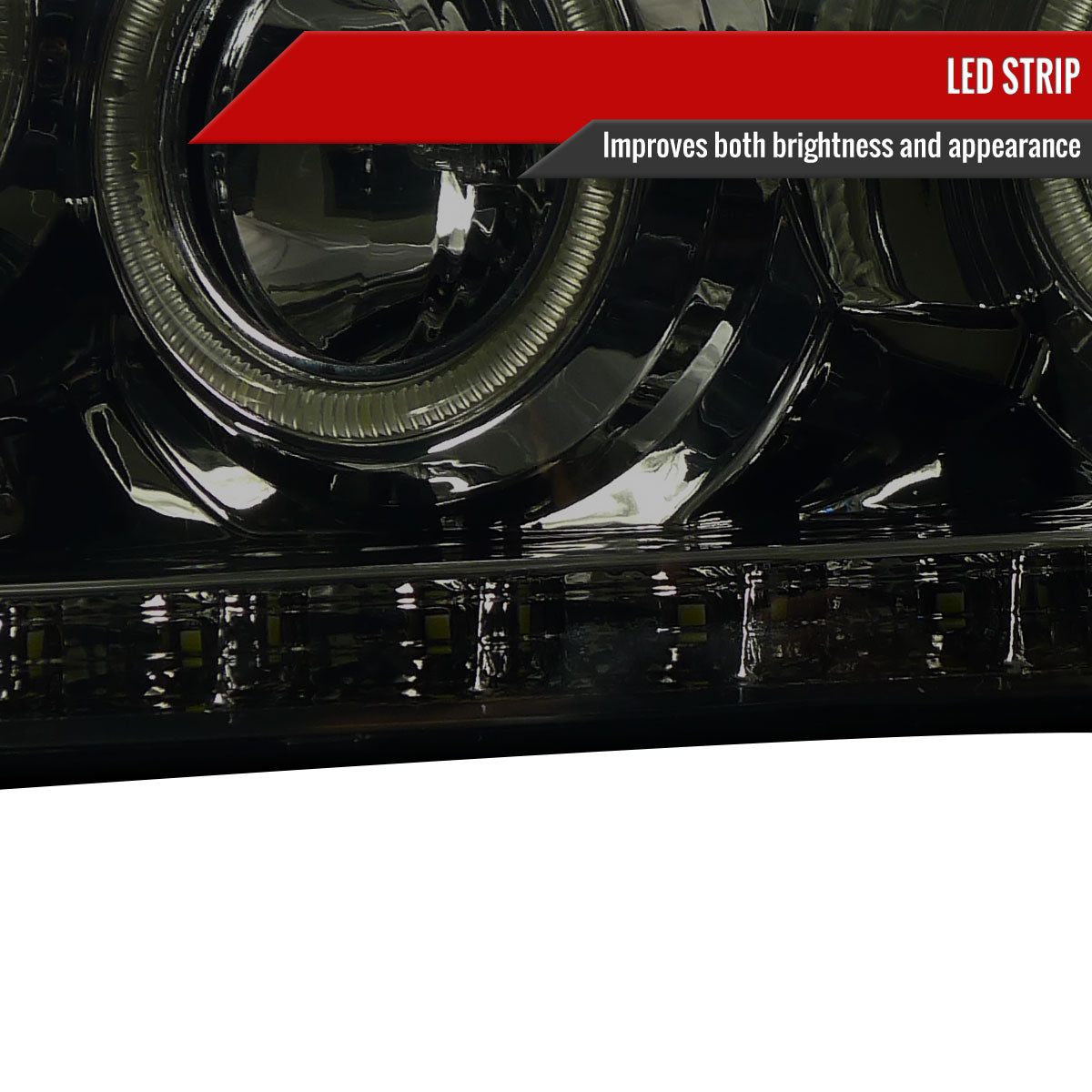 2004-2008 Ford F-150/ 2006-2008 Lincoln Mark LT Dual Halo Projector Headlights w/ LED Light Strip (Chrome Housing/Smoked Lens)