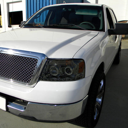 2004-2008 Ford F-150/ 2006-2008 Lincoln Mark LT Dual Halo Projector Headlights w/ LED Light Strip (Chrome Housing/Smoked Lens)