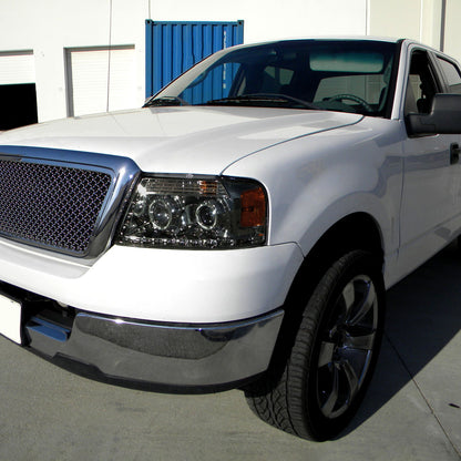2004-2008 Ford F-150/ 2006-2008 Lincoln Mark LT Dual Halo Projector Headlights w/ LED Light Strip (Chrome Housing/Smoked Lens)