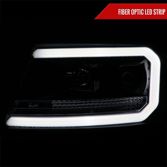 2004-2008 Ford F-150/ 2006-2008 Lincoln Mark LT LED C-Bar Projector Headlights (Glossy Black Housing/Smoked Lens)
