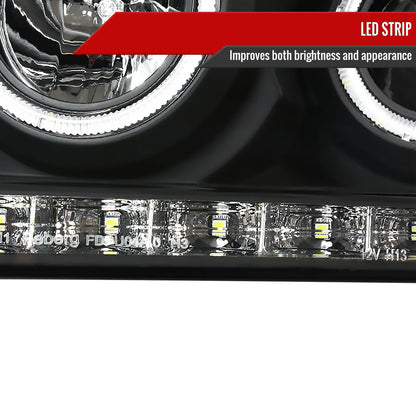 2004-2008 Ford F-150/ 2006-2008 Lincoln Mark LT Dual Halo Projector Headlights w/ LED Light Strip (Matte Black Housing/Clear Lens)