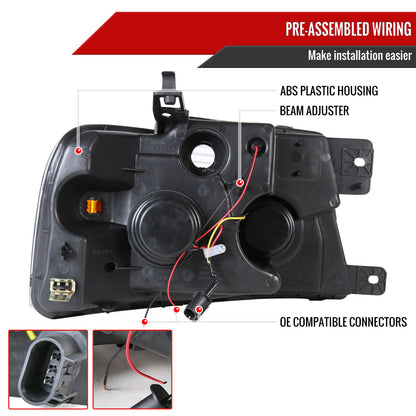 2004-2008 Ford F-150/ 2006-2008 Lincoln Mark LT Dual Halo Projector Headlights w/ LED Light Strip (Matte Black Housing/Clear Lens)