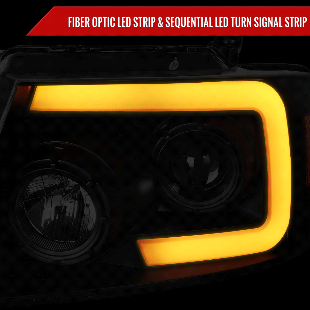 2004-2008 Ford F-150/ 2006-2008 Lincoln Mark LT Switchback Sequential LED C-Bar Projector Headlights (Matte Black Housing/Clear Lens)