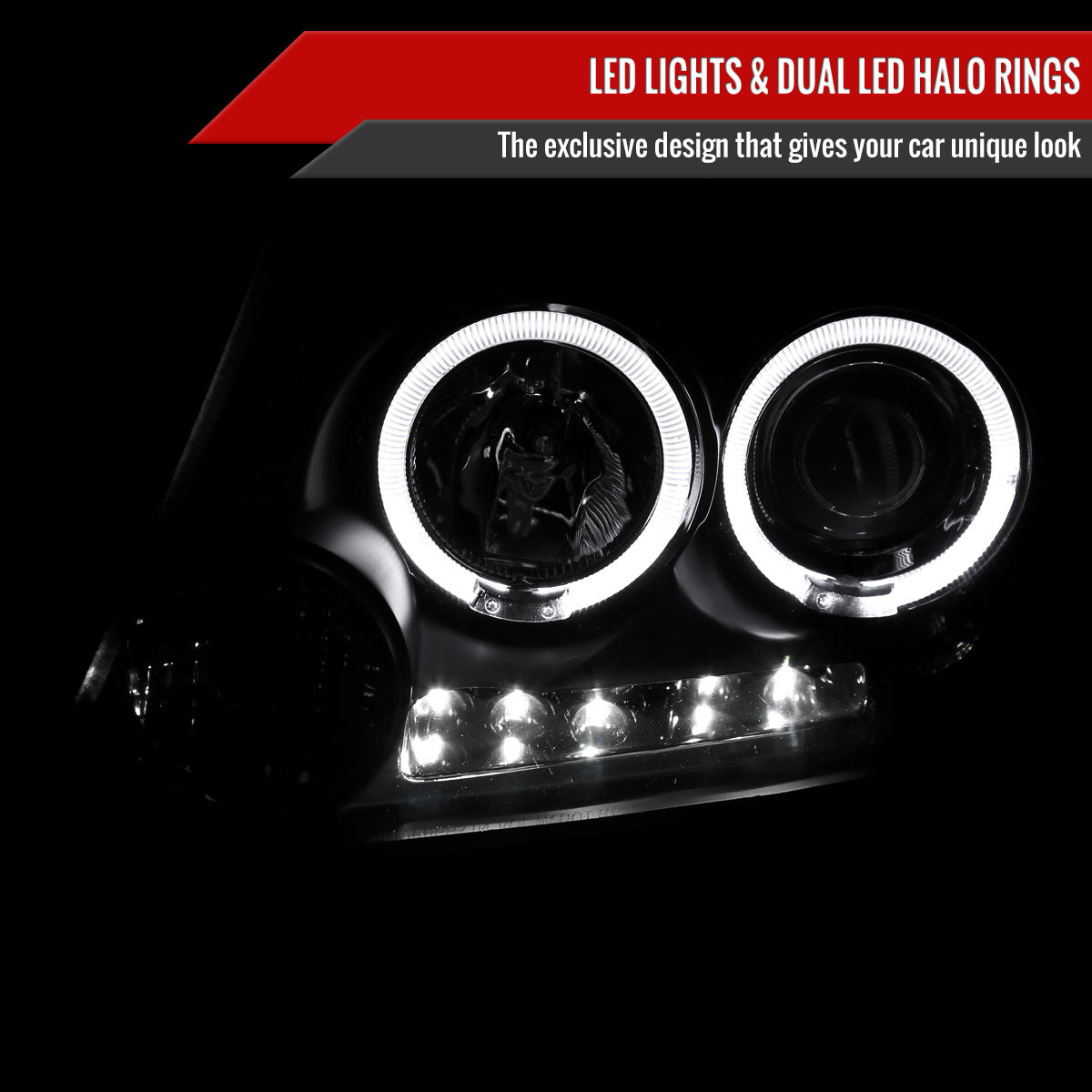 2004-2008 Ford F-150/ 2006-2008 Lincoln Mark LT Dual Halo Projector Headlights (Matte Black Housing/Clear Lens)