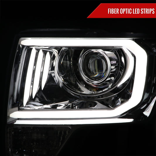 2009-2014 Ford F-150 LED C-Bar Projector Headlights (Chrome Housing/Clear Lens)