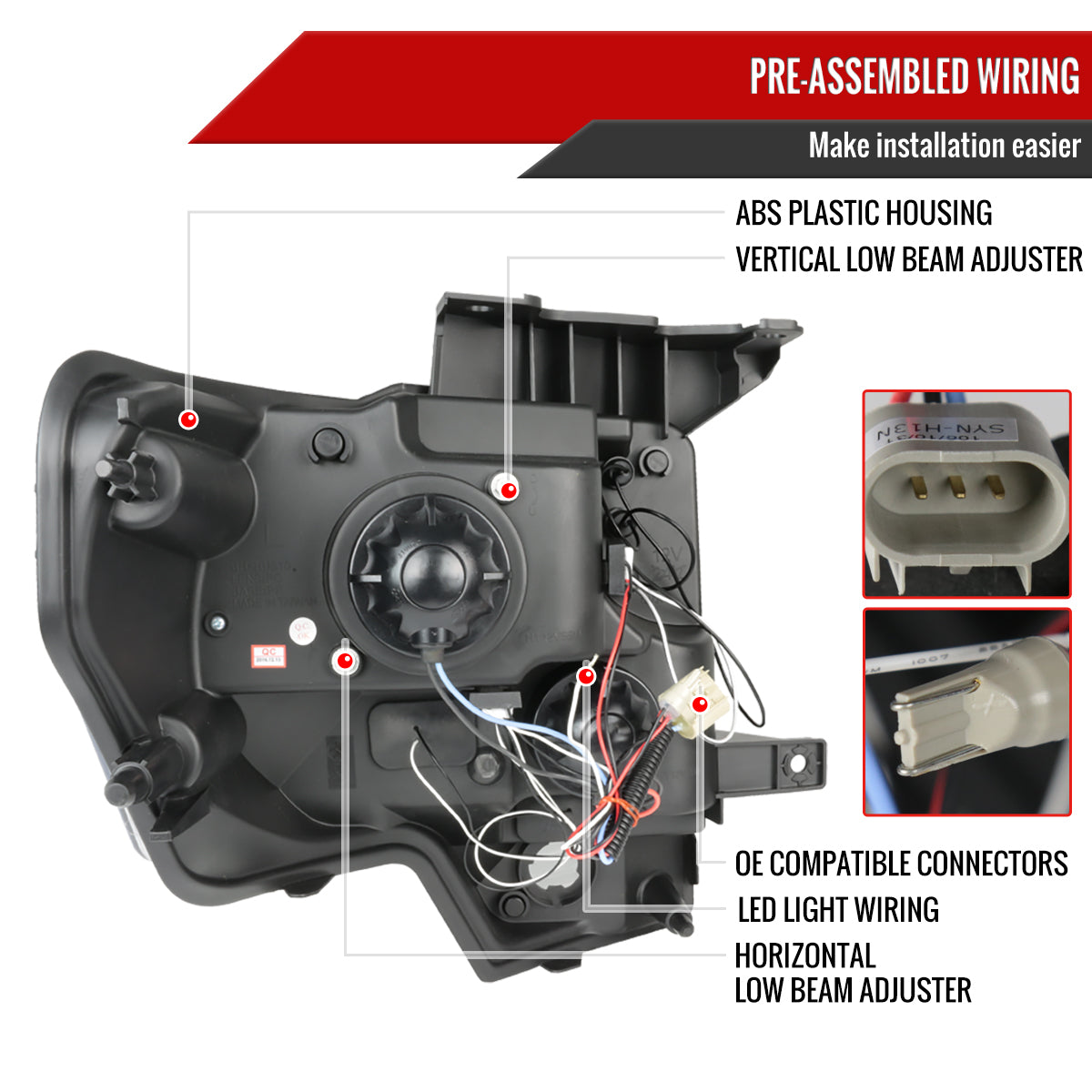 2009-2014 Ford F-150 Dual Halo Projector Headlights (Jet Black Housing/Clear Lens)