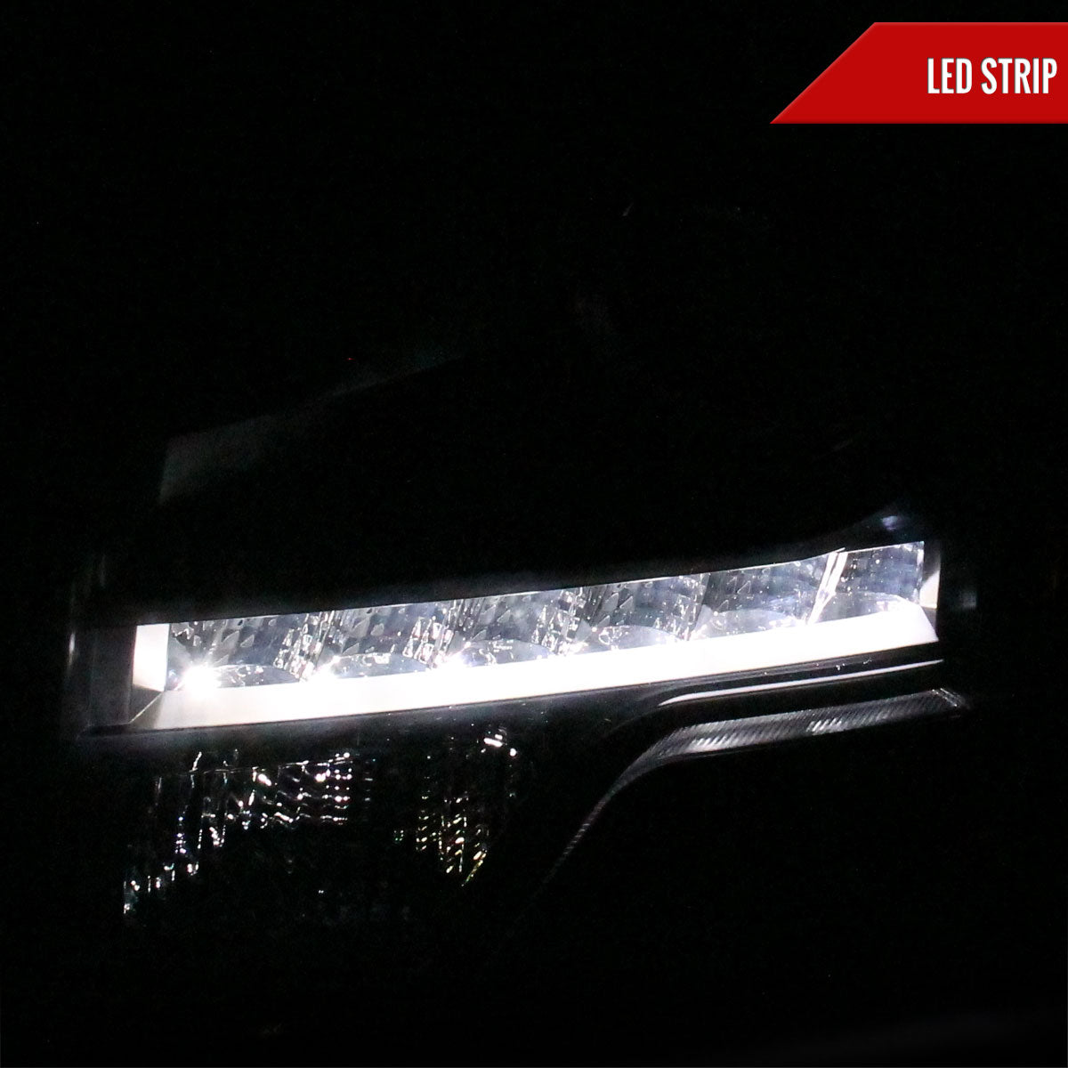 2009-2014 Ford F-150 Projector Headlights w/ LED Light Strip (Matte Black Housing/Clear Lens)