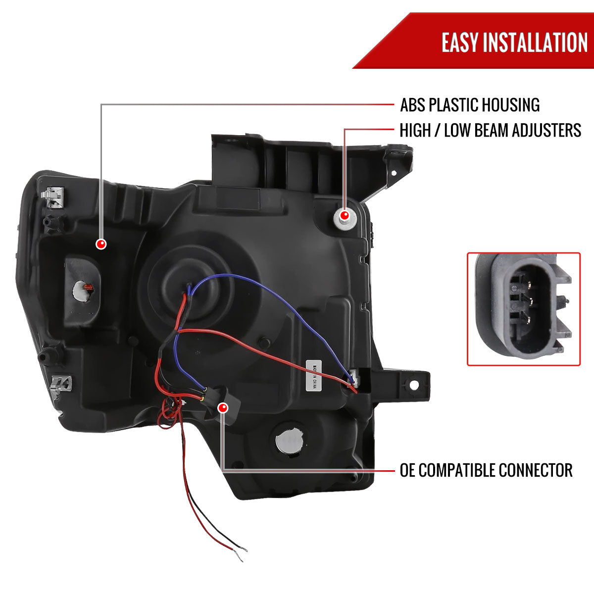 2009-2014 Ford F-150 Projector Headlights w/ LED Light Strip (Black Housing/Smoked Lens)