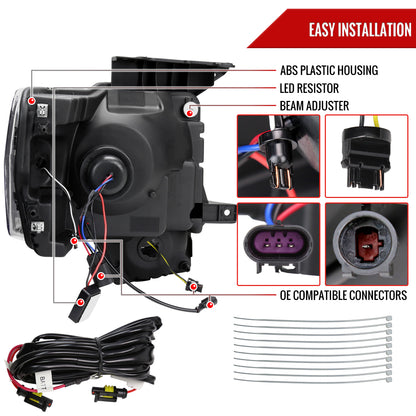 2009-2014 Ford F-150 Switchback Sequential LED Turn Signal Projector Headlights (Matte Black Housing/Smoked Lens)