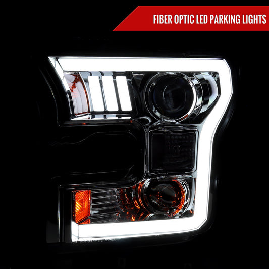 2015-2017 Ford F-150 LED Bar Projector Headlights - RS (Chrome Housing/Clear Lens)