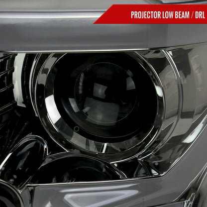 2015-2017 Ford F-150 LED Bar Projector Headlights w/ Switchback Sequential Turn Signals (Chrome Housing / Smoked Lens)