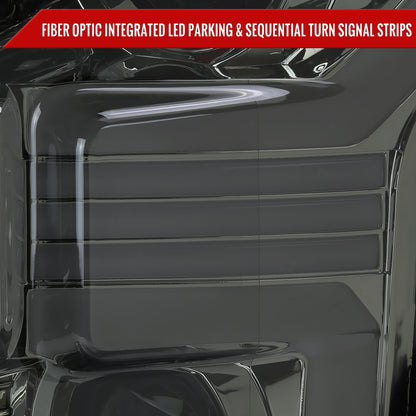 2015-2017 Ford F-150 LED Bar Projector Headlights w/ Switchback Sequential Turn Signals (Chrome Housing / Smoked Lens)