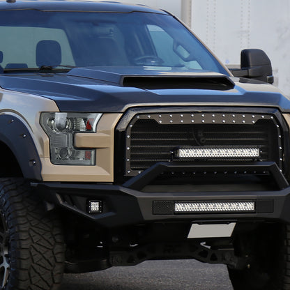 2015-2017 Ford F-150 LED Bar Projector Headlights w/ Switchback Sequential Turn Signals (Chrome Housing / Smoked Lens)