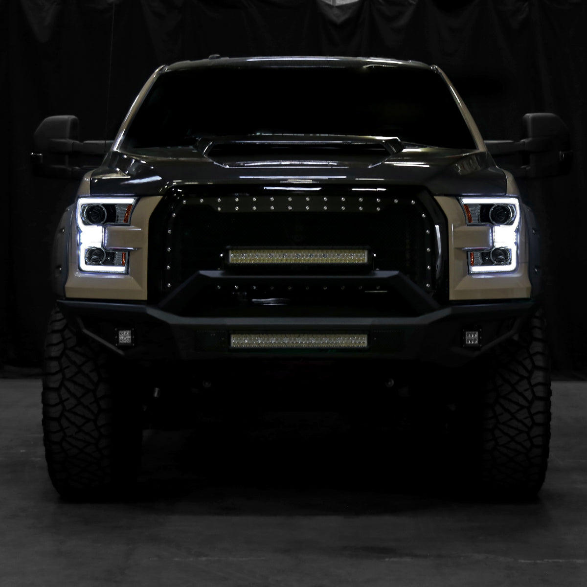 2015-2017 Ford F-150 LED Bar Projector Headlights w/ Switchback Sequential Turn Signals (Chrome Housing / Smoked Lens)