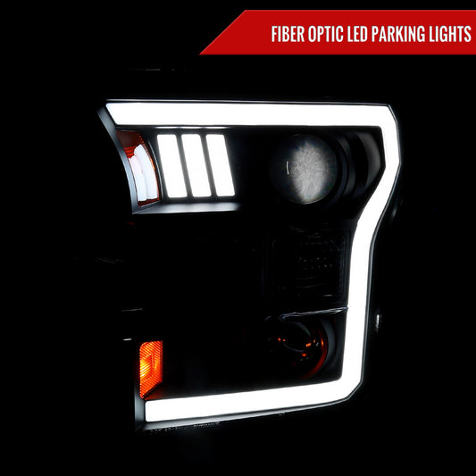 2015-2017 Ford F-150 LED Bar Projector Headlights - RS (Matte Black Housing / Clear Lens)