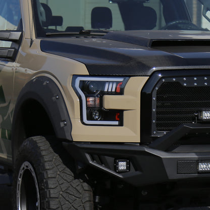 2015-2017 Ford F-150 LED Bar Projector Headlights - RS (Matte Black Housing / Clear Lens)