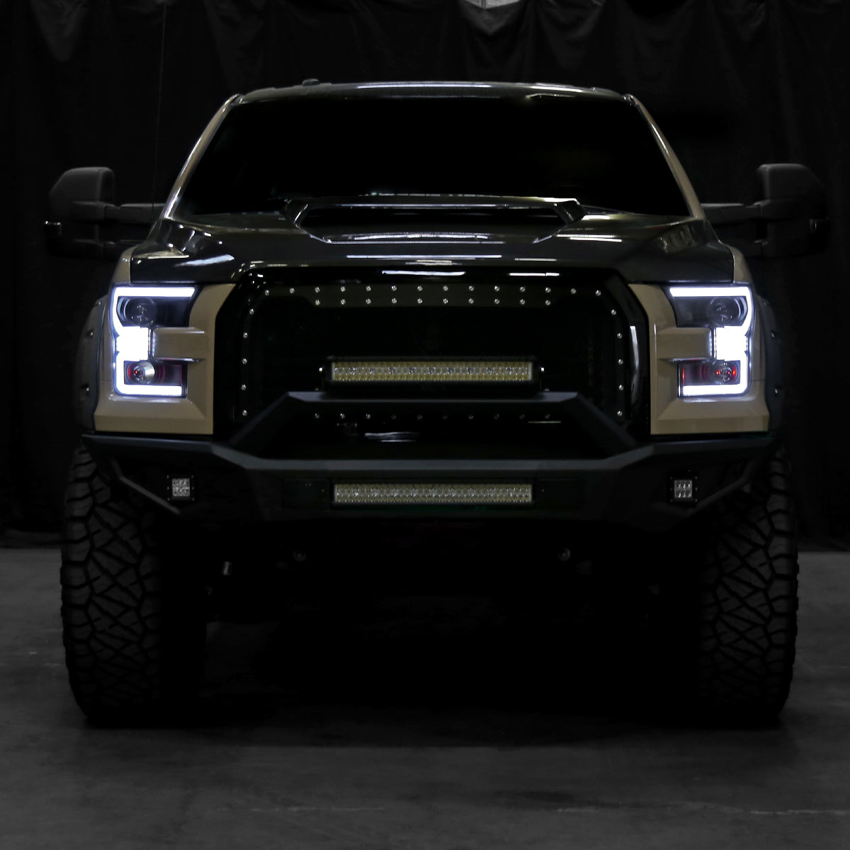 2015-2017 Ford F-150 LED Bar Projector Headlights w/ Switchback Sequential Turn Signals (Black Housing / Clear Lens)